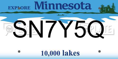 SN7Y5Q Minnesota License Plate