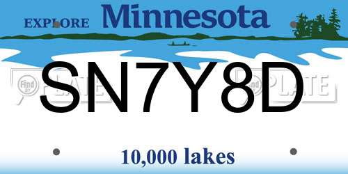 SN7Y8D Minnesota License Plate