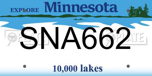 SNA662 Minnesota License Plate
