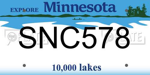 SNC578 Minnesota License Plate
