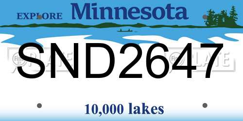 SND2647 Minnesota License Plate
