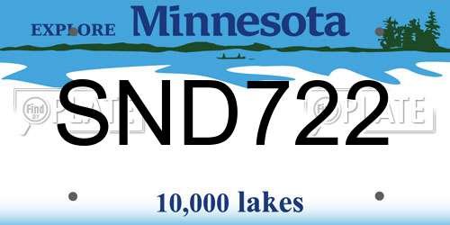 SND722 Minnesota License Plate