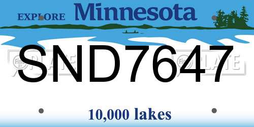 SND7647 Minnesota License Plate