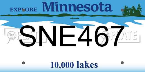 SNE467 Minnesota License Plate