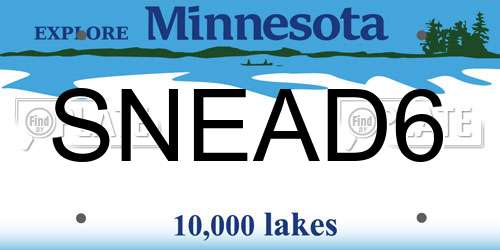 SNEAD6 Minnesota License Plate
