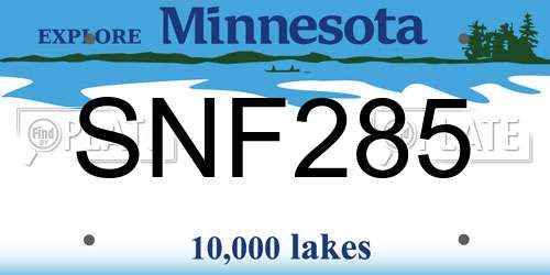 SNF285 Minnesota License Plate