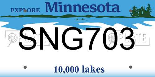 SNG703 Minnesota License Plate