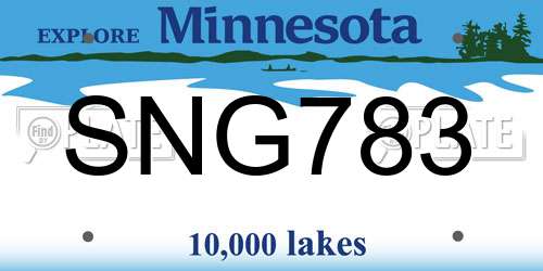 SNG783 Minnesota License Plate