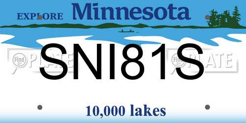 SNI81S Minnesota License Plate