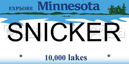 SNICKER Minnesota License Plate