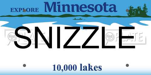 SNIZZLE Minnesota License Plate