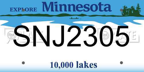 SNJ2305 Minnesota License Plate