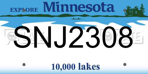 SNJ2308 Minnesota License Plate