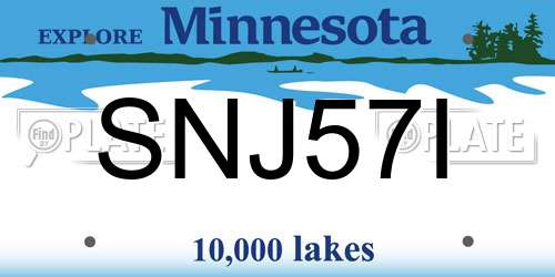 SNJ57I Minnesota License Plate