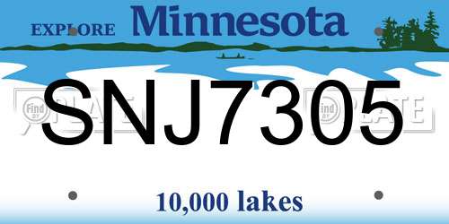 SNJ7305 Minnesota License Plate