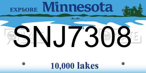 SNJ7308 Minnesota License Plate