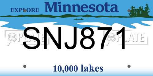 SNJ871 Minnesota License Plate