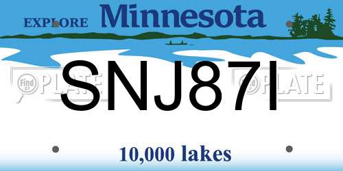 SNJ87I Minnesota License Plate