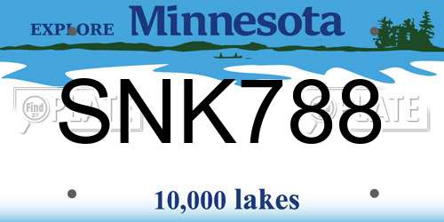 SNK788 Minnesota License Plate