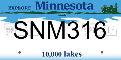 SNM316 Minnesota License Plate