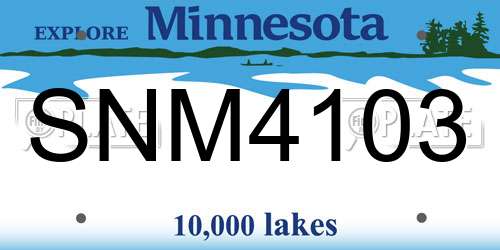 SNM4103 Minnesota License Plate
