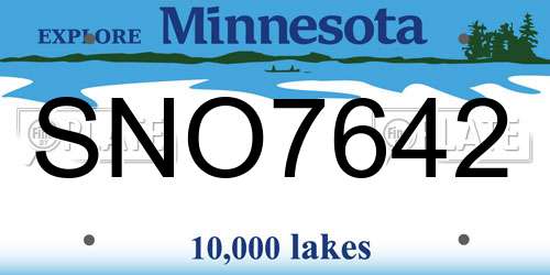 SNO7642 Minnesota License Plate