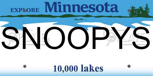 SNOOPYS Minnesota License Plate