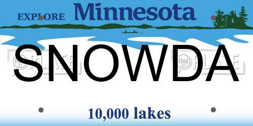 SNOWDA Minnesota License Plate