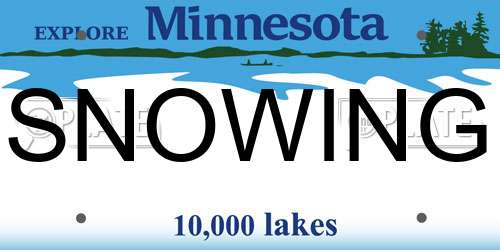 SNOWING Minnesota License Plate