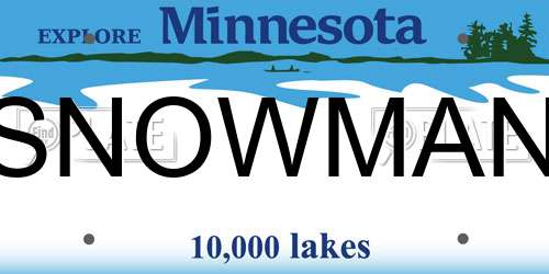 SNOWMAN Minnesota License Plate