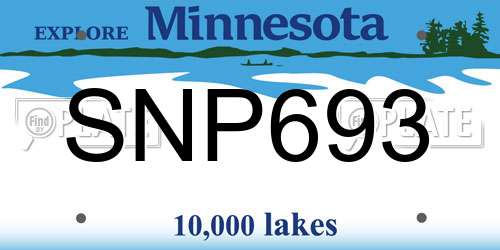 SNP693 Minnesota License Plate