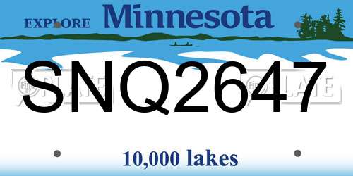 SNQ2647 Minnesota License Plate