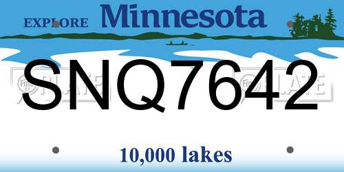 SNQ7642 Minnesota License Plate