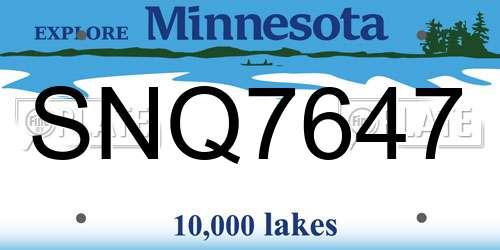 SNQ7647 Minnesota License Plate