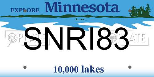 SNRI83 Minnesota License Plate