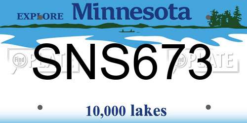 SNS673 Minnesota License Plate