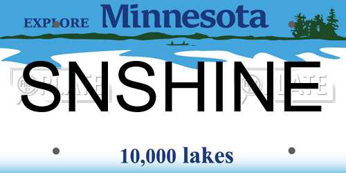 SNSHINE Minnesota License Plate