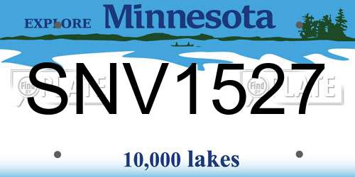 SNV1527 Minnesota License Plate