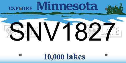 SNV1827 Minnesota License Plate