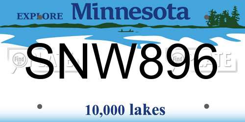 SNW896 Minnesota License Plate
