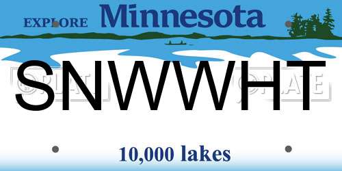 SNWWHT Minnesota License Plate
