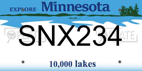 SNX234 Minnesota License Plate
