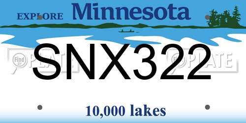 SNX322 Minnesota License Plate