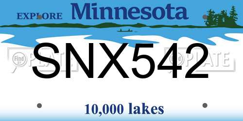 SNX542 Minnesota License Plate