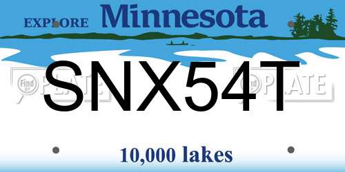 SNX54T Minnesota License Plate