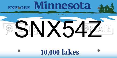 SNX54Z Minnesota License Plate