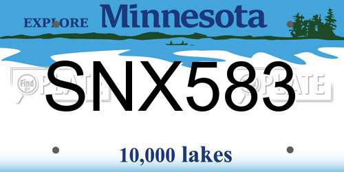 SNX583 Minnesota License Plate