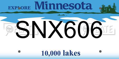 SNX606 Minnesota License Plate
