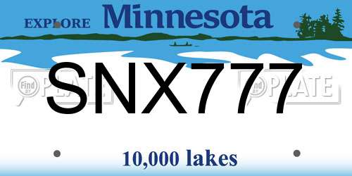 SNX777 Minnesota License Plate