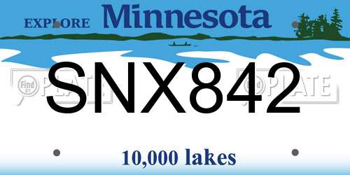 SNX842 Minnesota License Plate